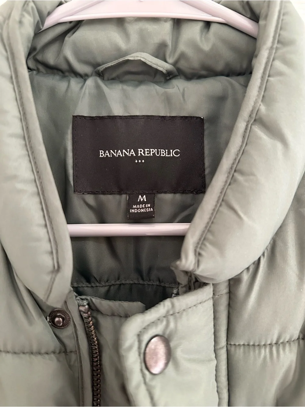 Banana Republic Quilted Puffer Vest in Olive Green